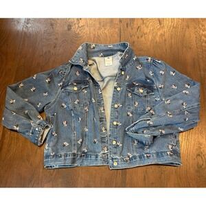 Disney Store Denim Jacket Minnie Mouse Print Jean Jacket Button Front girls  xl